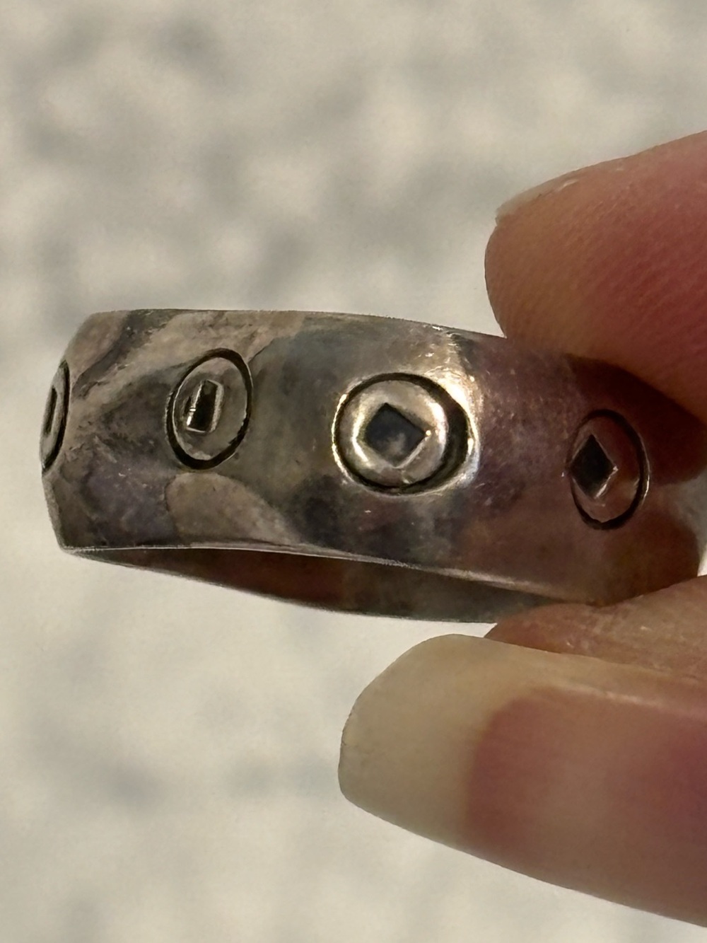 Vintage 925 Sterling Silver Israel Modernist Wide Band Ring Geometric Stud
